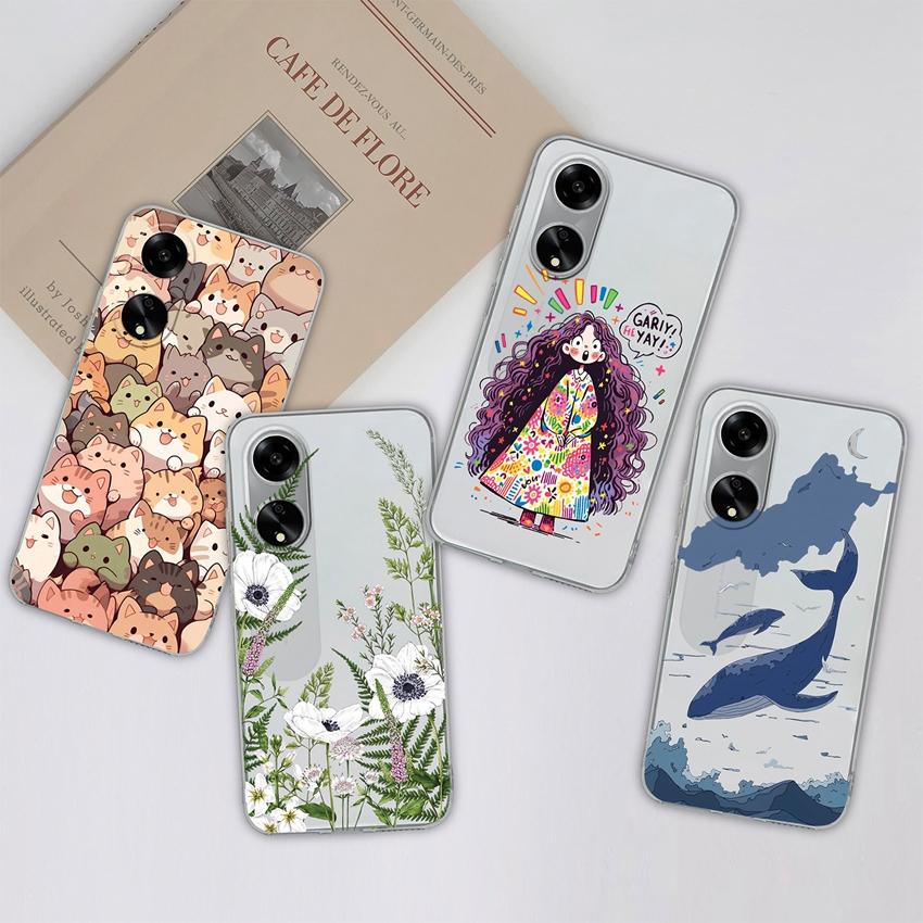 Для Oppo A1 A11 A12 A15 A17K Роскошные прозрачные чехлы с защитой объектива Загадочный узор кита Ударопрочная защитная задняя крышка-накладка для корпуса Oppo
