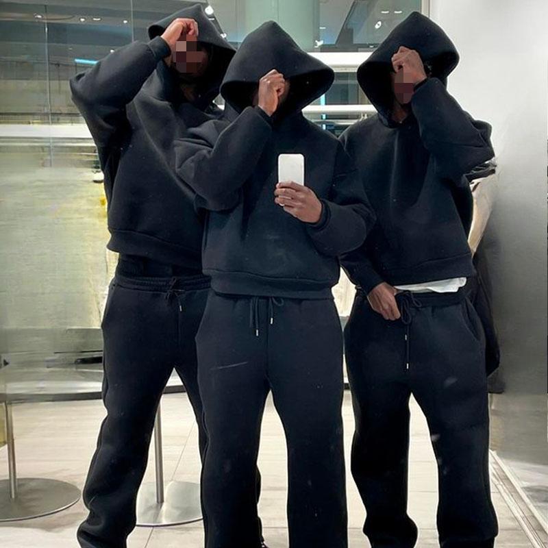 European and American Casual Simple Couple Fashion Hooded Sports Solid Color Loose Hoodie