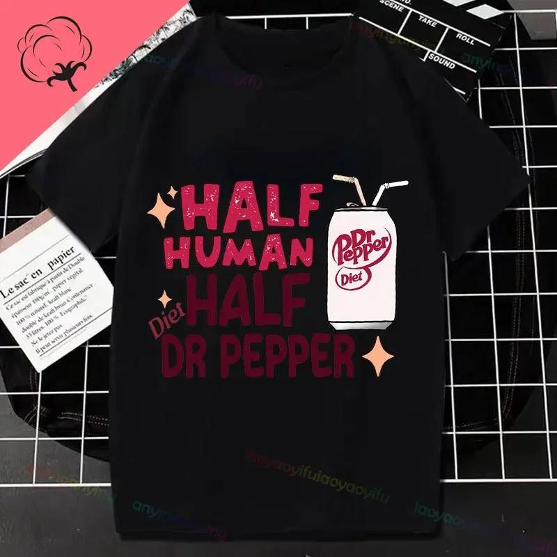 Dr Pepper Letter Print Casual Tshirt For Unisex Pure Cotton Shortsleev Machine Washable Perfect For Spring Summer
