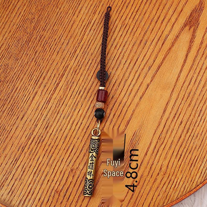 Yellow Brass Wukong Myth Statue with Ruyi Jingu Bang