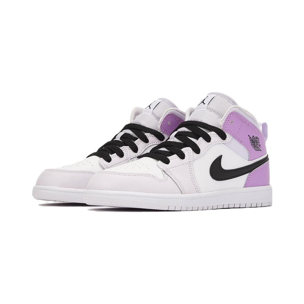 Кроссовки Air Jordan 1 Mid PS Barely Grape для детей Фиолетовый Черный Белый DQ8424-501