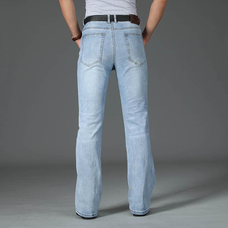 New Men's Business Casual Pants Male Mid Waist Elastic Slim Boot Cut Semi-Flared Four Seasons Bell Bottom Jeans 28-40