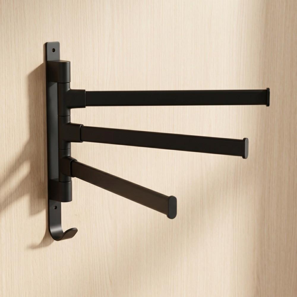 Aluminum Swivel Towel Rack Thicken Design Swing Arm Towel Rack Practical Towel Holder Space Saving
