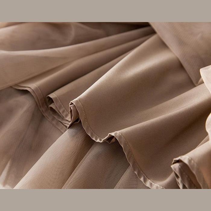 Плиссированная марлевая юбка с принтом, высокая талия, эластичная талия, юбка средней длины с большим подолом, кружевная юбка трапециевидной формы со спиральной цветной строчкой