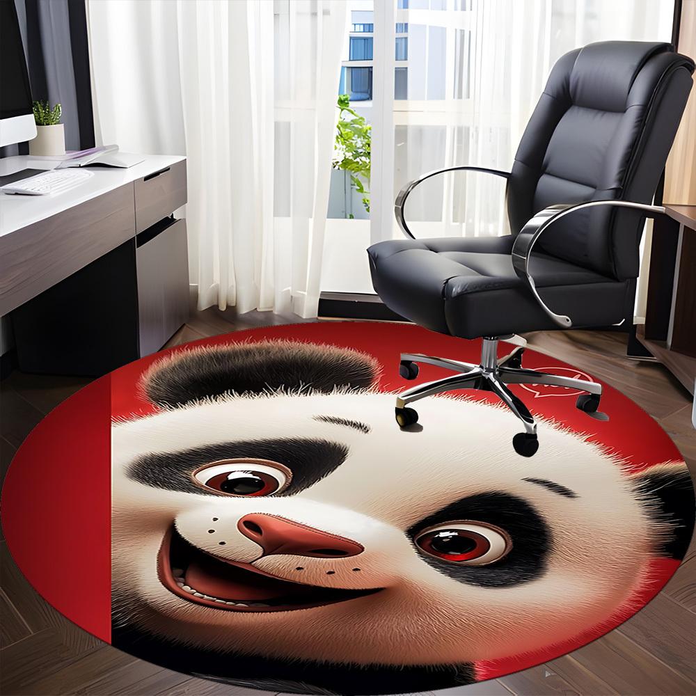 1PC Panda Smile Office Round Area Rug, Mat Suitable ForOffice, Under Office Chairs Bedroom Living Room Home Decor, Room Deco