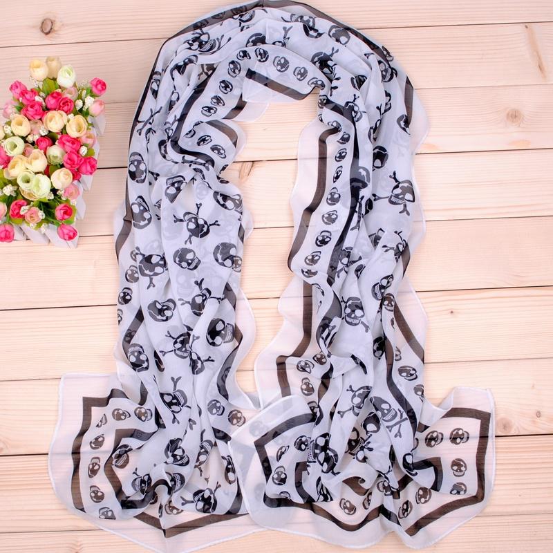 1PC Skull Fashion Women's Ladies Soft Scarves Long Wraps Shawl Beach Scarf