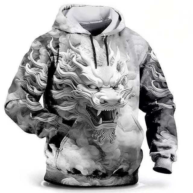 Мужская толстовка с капюшоном «Дракон» с 3D-принтом, толстовки с 3D-эффектом, пуловеры