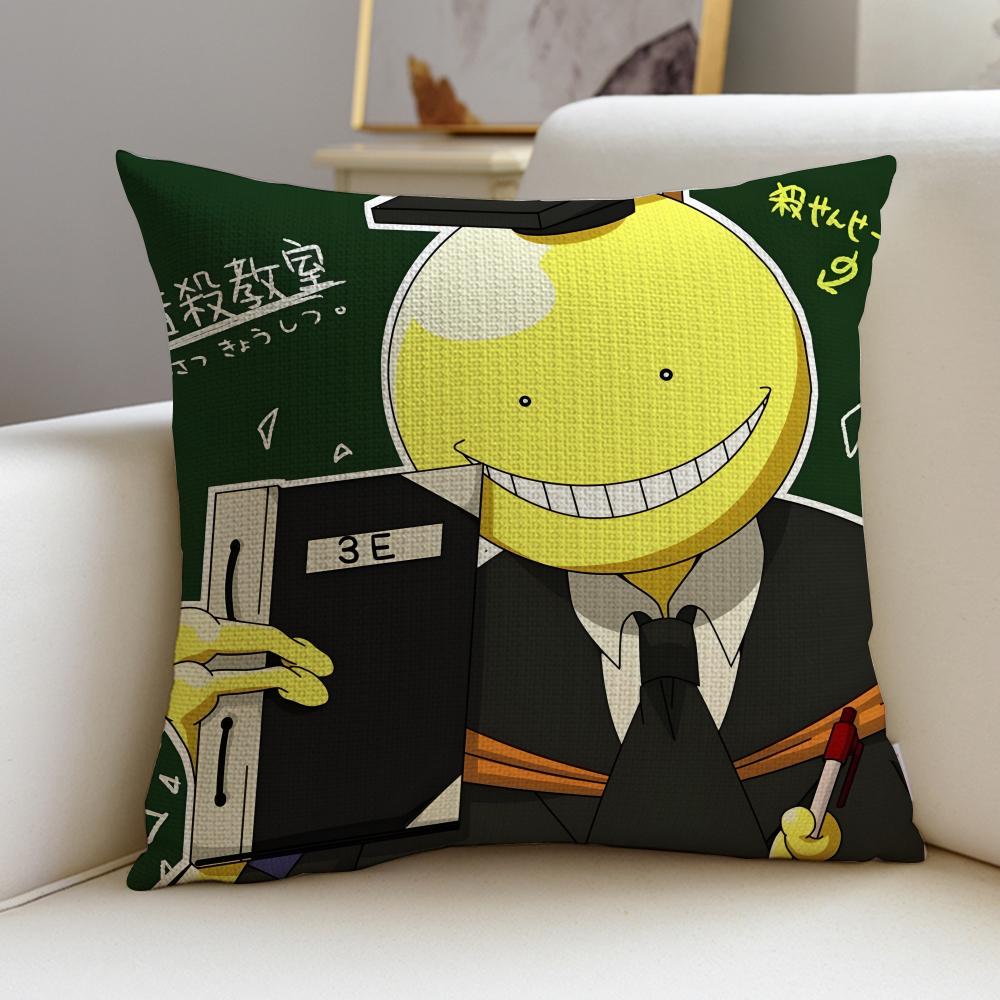 Fun AAssassination ClassroomS Cushion Cover Breathable and skinfriendly linen pillowcase square removable and washable cushion