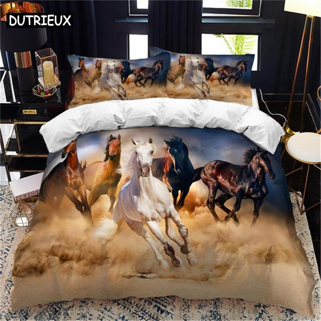 Комплект постельного белья White Horse Queen Bedding Duvet Cover Set Bedding Bed Cover Cotton Queen Bed Cover Set Bed Set Bedding