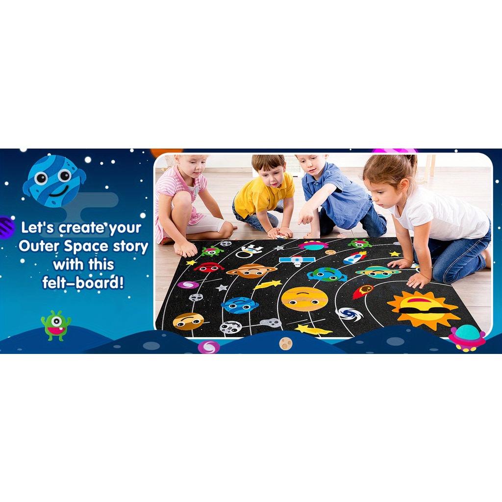 Космический фетр, доска Монтессори, игрушка, Солнечная система, Вселенная, рассказывание историй, фланелевой интерактивный игровой коврик, развивающие игрушки для детей