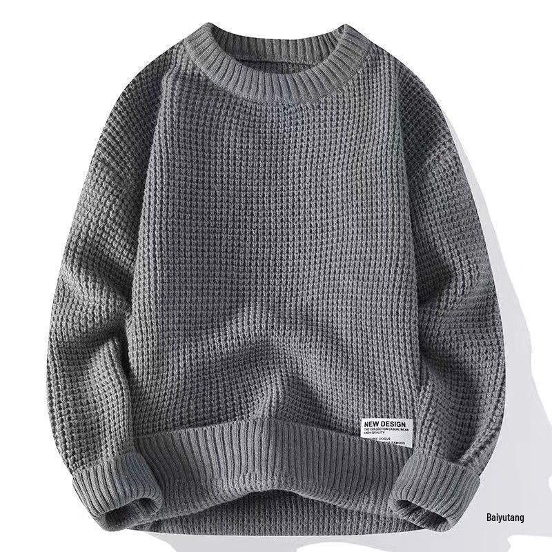 Anti-Pilling Teen Trend Autumn/Winter Pullover Sweater for Middle School Students - New Loose, Thickened, Warm Knit Fabric.