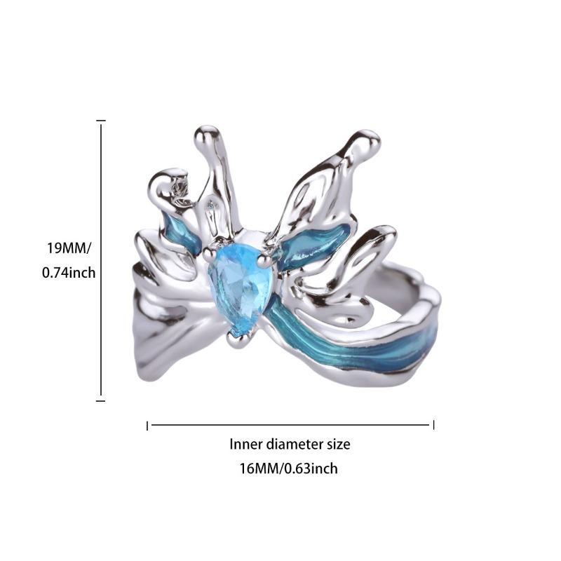 Цветной масляный бабочка солнце серебряное кольцо женское нишевый дизайн легкая роскошь высокое чувство изысканное модное кольцо