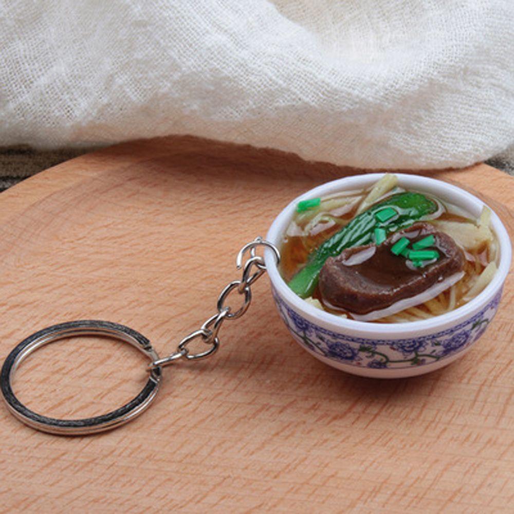 Porcelain Delicious Food Bag Pendant Noodle Keychain Simulation Food Bowl Keyrings Food Key Chains