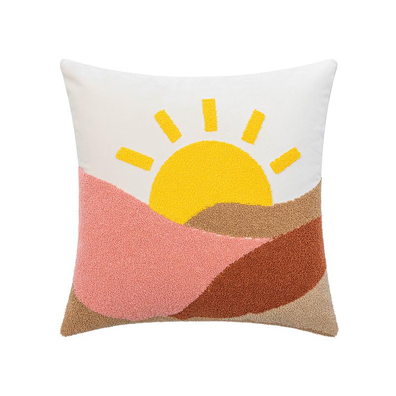 Cartoon Panda Embroidered Pillow Case Nordic Ins Style Living Room Sofa Cushion Decorative Waist Pillow Bedside Pillow