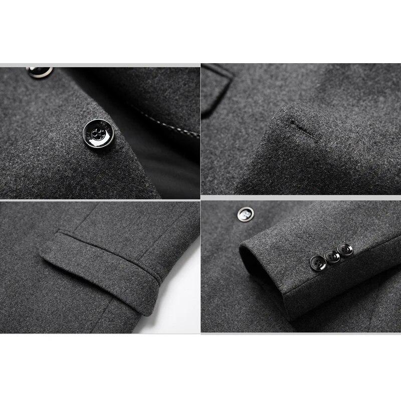 Business Casual Woolen Blazer Men Autumn Solid Men Blazer Long Sleeve Blazers for Men