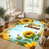 Floral Garden Theme Crystal Velvet Rug Personalized Custom Name Text Soft Floor Mat Home Decor