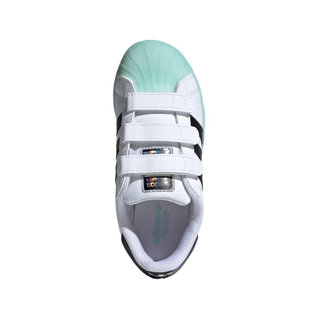 adidas Светодиодные фонари Superstar CF C - белые полувспышки Aqua Kids кроссовки Cloud-White Core-Black IG7004