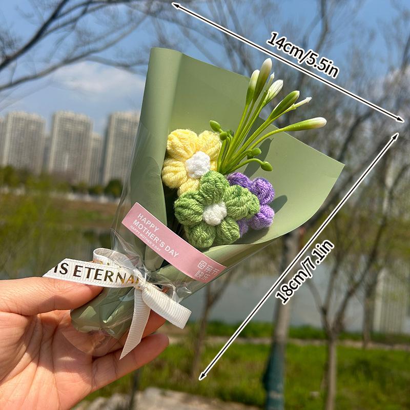 Мини-вязаный букет для подруги, креативный подарок на день рождения ко Дню святого Валентина, искусственный небольшой букет, подарок на свадьбу