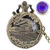 Светящиеся светодиодные кварцевые карманные часы Hollow Train Locomotiv Engine Steampunk Quartz FOB Light Watches для мужчин и женщин