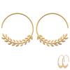 [Q3726] - Позолоченные серьги-кольца «Бохо» (колосок пшеницы) - 25 мм