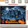 2D flat banner 1 piece of banner Ghost house in the dark Pumpkin bat Halloween night scene printed background cloth