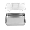 Roasting Pan and Rack Set Stainless Steel Easy Clean Rectangular Roaster with Rack for Cooking Baking23.5x17.5x5cm