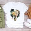 (Asian Size) Tee Top Lovely Cartoon Trend Cute Sweet Fashion Tshirt Women Flower Clothing Casual Short Sleeve Print Lady Female Graphic T-shirt