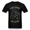 O Neck Casual Men T-shirts Jiu Jitsu Free Hugs 100% Cotton Youth T Shirt Funny Saying Fighter Tshirt Judo Art Japan Style Tees