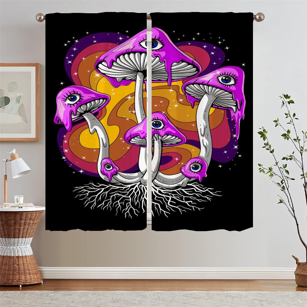 Abstract Mushroom Pattern Christmas Curtains for Living Room Ready Curtains Cheap Things With Free Shipping for Home Blind Curls