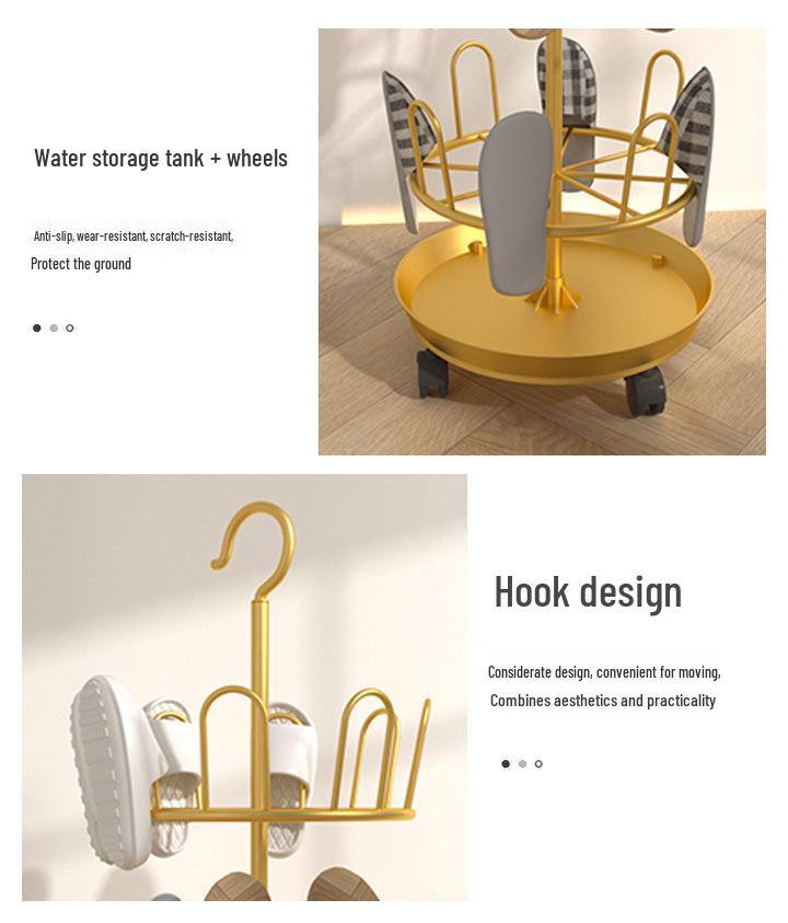 Multi-functional Floor-Standing Shoe Rack with Water Tray and Universal Wheels for Outdoor Balcony Use.
