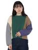 Knit Patchwork Color Scheme Pullover Knit GREEN ONE SIZE [Beams Heart] L/S Women's