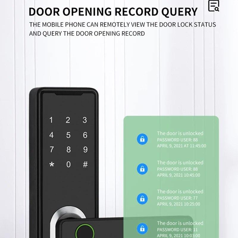 Tuya Smart Lock Bluetooth Smart Card Цифровой код Отпечаток пальца Безопасность Дверной замок Шифрование Smart Life App Пароль Разблокировка