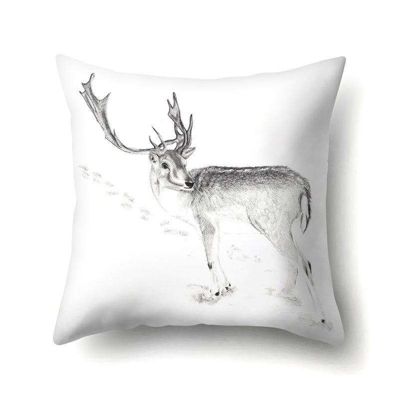 Polyester Pillowcase Automobile Decoration Home Printed Deer Pillowcase Waist Cushion Cover Car Cushion Head Cushion Cover