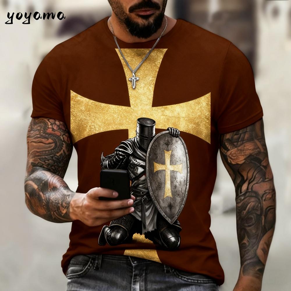 Vintage Knights Templar 3D Print T-Shirt Kids Summer Kids Short Sleeve Tee Boy and Girl T-Shirts Street Y2k Clothes