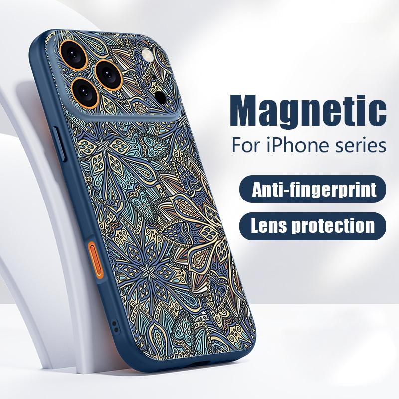 Красочный чехол-мандала с цветочным узором для iPhone 17 Pro Max iPhone 16 15 14 13 Pro Max Магнитный для Magsafe Гибридный чехол из ТПУ+ПК Матовый