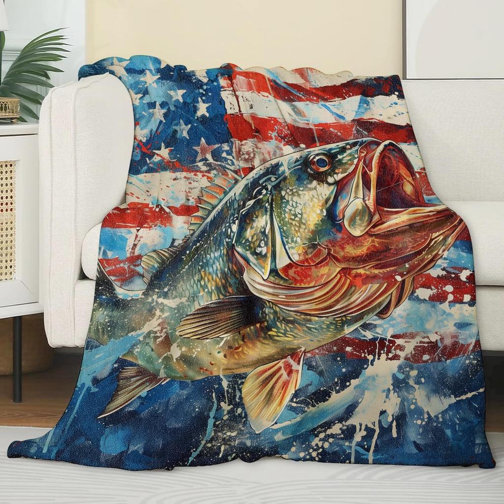 Fish Blanket Adult Gift Decoration Gift Sofa Bed Living Room Flannel Sunflower Throw Blanket Soft Warm Light Comfortable