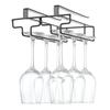 FOMANSH Hanging Wine Glass Holder, No Drilling Required, Storage, No Screws Required, Adjustable Shelf Thickness, Kitchen, Black