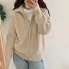 Women's Autumn and Winter Double Zip Solid Colour Twist Knit Cardigan Sweater