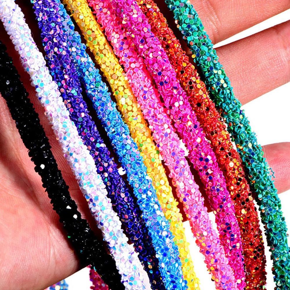 Shiny Garment Material Soft Colorful Glitter Rope Strings Hat Decor Resin Sequin Rope Sandal DIY