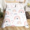 Lovely Rainbow Duvet Cover Sun Crown Cloud Rain Bedding Set Stick Figure Art Comforter Cover Kids Bedroom Polyester Quilt Cover