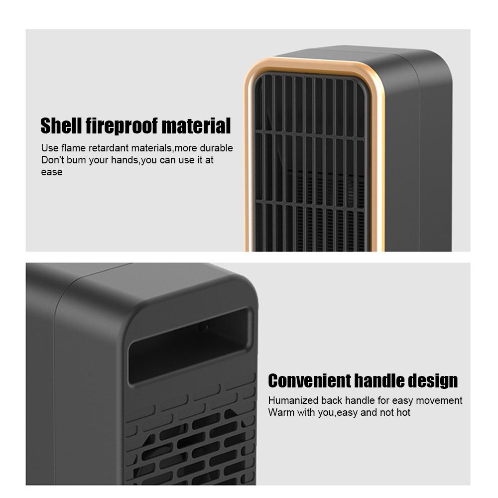 Space Heater 500W PTC Ceramic Low Noise Fast Heating Portable Personal Heater Fan with 30 Degrees