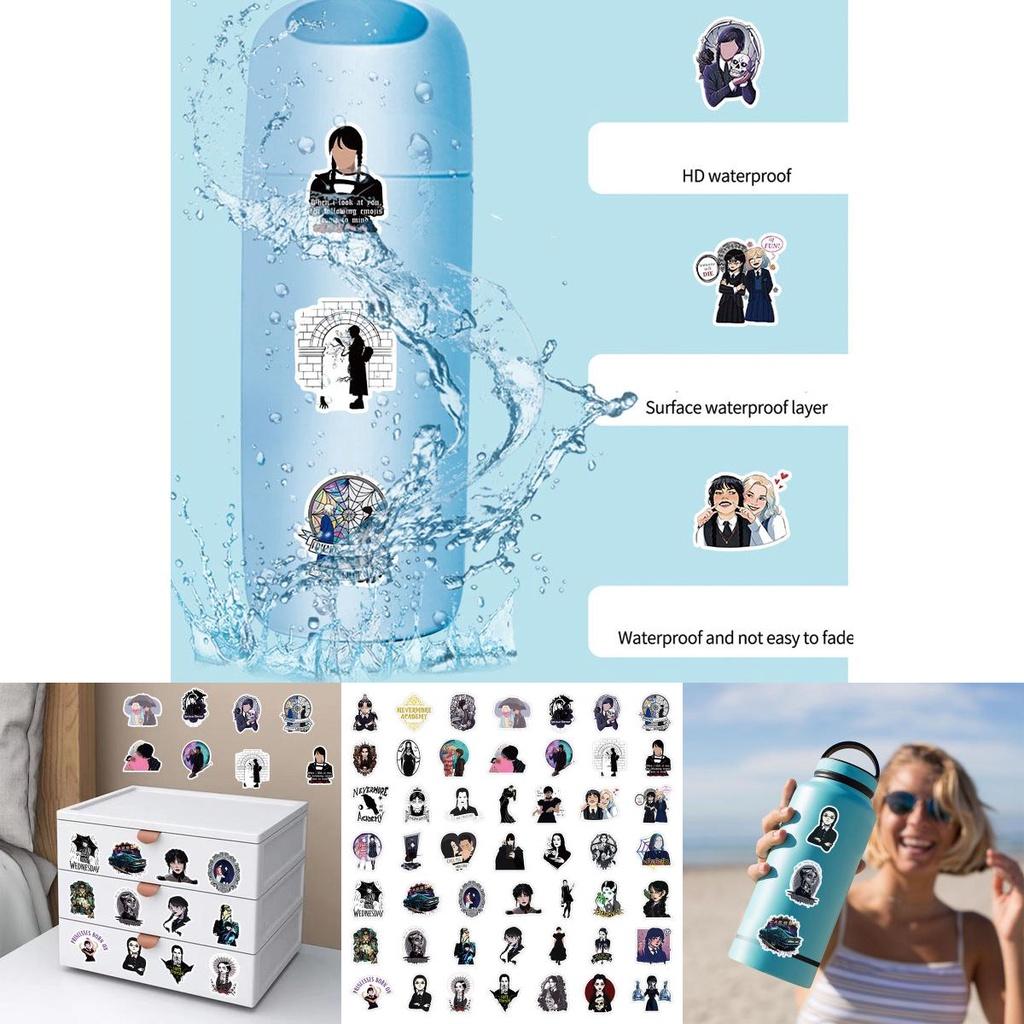 50 шт. Водонепроницаемые наклейки с Аддой Венсдей для украшения чемодана