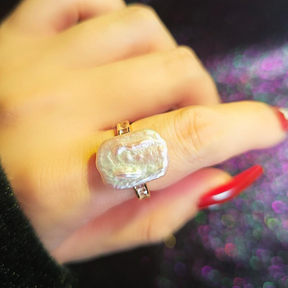 SENIKO 12-16 мм кольца с натуральным пресноводным жемчугом для женщин, модное женское кольцо с кубическим цирконием и цирконием, ювелирные изделия с жемчугом, регулируемое кольцо