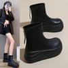 Женские новые маленькие ботильоны на платформе, увеличивающей рост, ощущение маленьких коротких ботинок, короткие ботильоны на высоком каблуке
