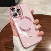 iPhone 16 15 14 13 12 11 Pro Max Plus Case Ultra Thin 0.3mm Clear Pink, Luxury Magnetic Lens Protector Cover, Anti-Scratch Phone Shell
