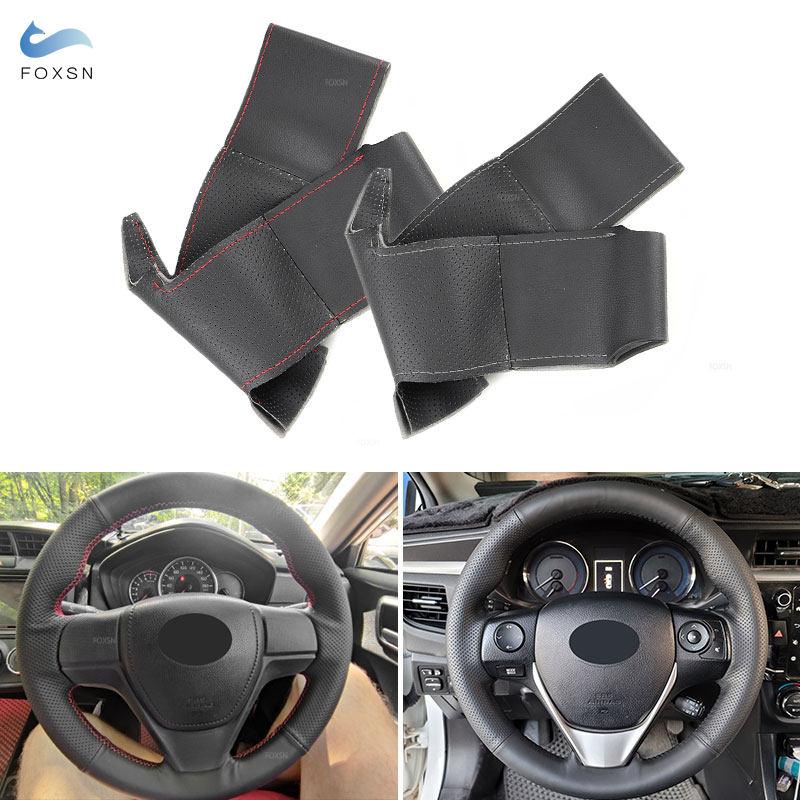 For Toyota E'Z RAV4 Auris 2014 Corolla iM 2017 Scion iM 2016 Hand-stitched Car Steering Wheel Leather Cover Interior
