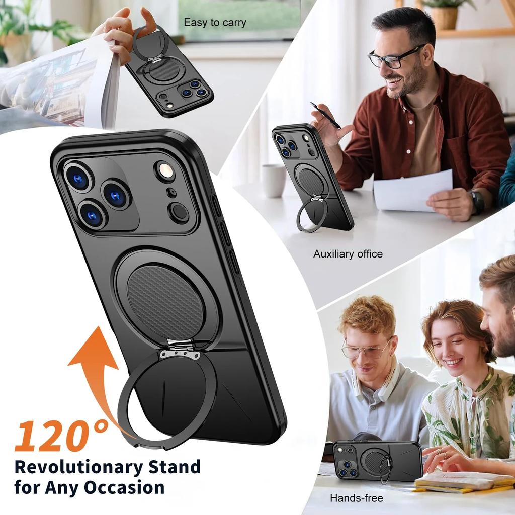 Магнитный чехол-подставка 360° для iPhone 17 14 15 16 Plus 12 13 17 Pro Max для беспроводной зарядки Magsafe, бронированный противоударный чехол
