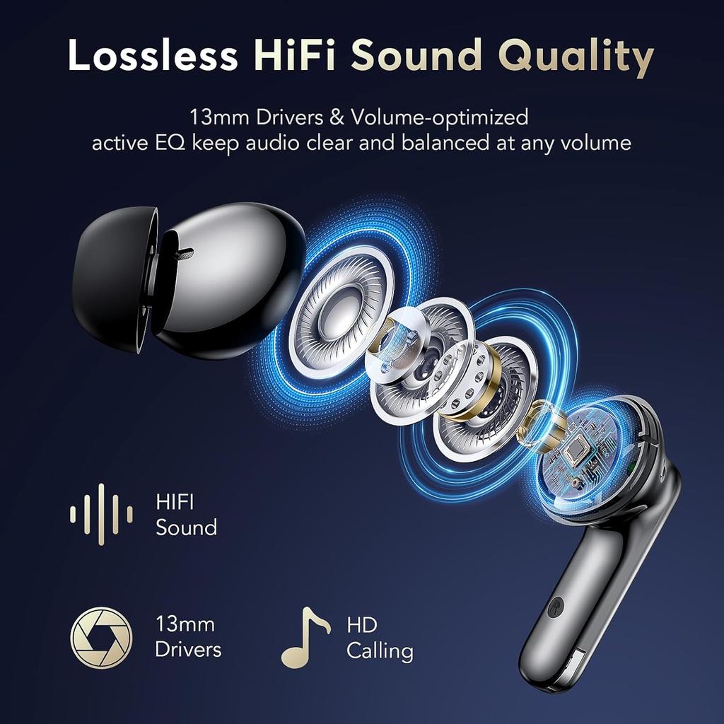 Беспроводные наушники TWS Bluetooth 5.4 Гарнитура Hi-Fi Стерео Наушники с Шумоподавлением (ANC) для Телефонных Звонков с Зарядным Кейсом для iPhone Android Xiaomi