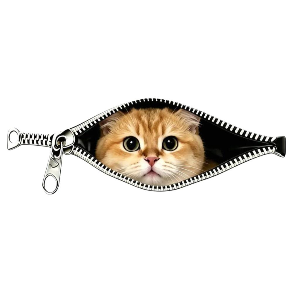 Waterproof Cat Car Sticker Zipper Design Car Window Glass Sticker Pet Lover Decoration