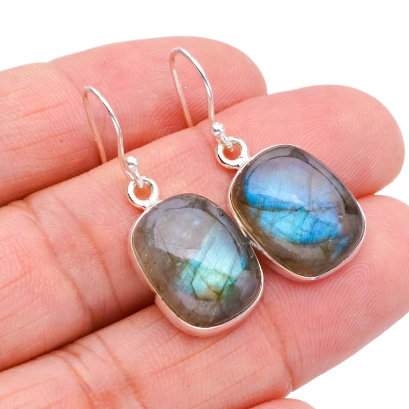 StarGems® Natural Labradorite Handmade 925 Sterling Silver Earrings 1.25" F5774